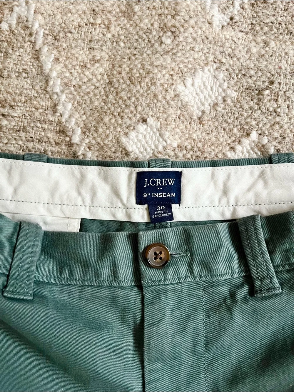 J. Crew Green and Khaki Flat Front Men's Chino Shorts Duo